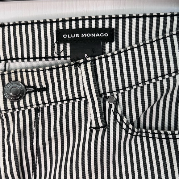 Club Monaco Women’s Stretch White Black Striped Skinny Jeans  Size 8 - Picture 2 of 6
